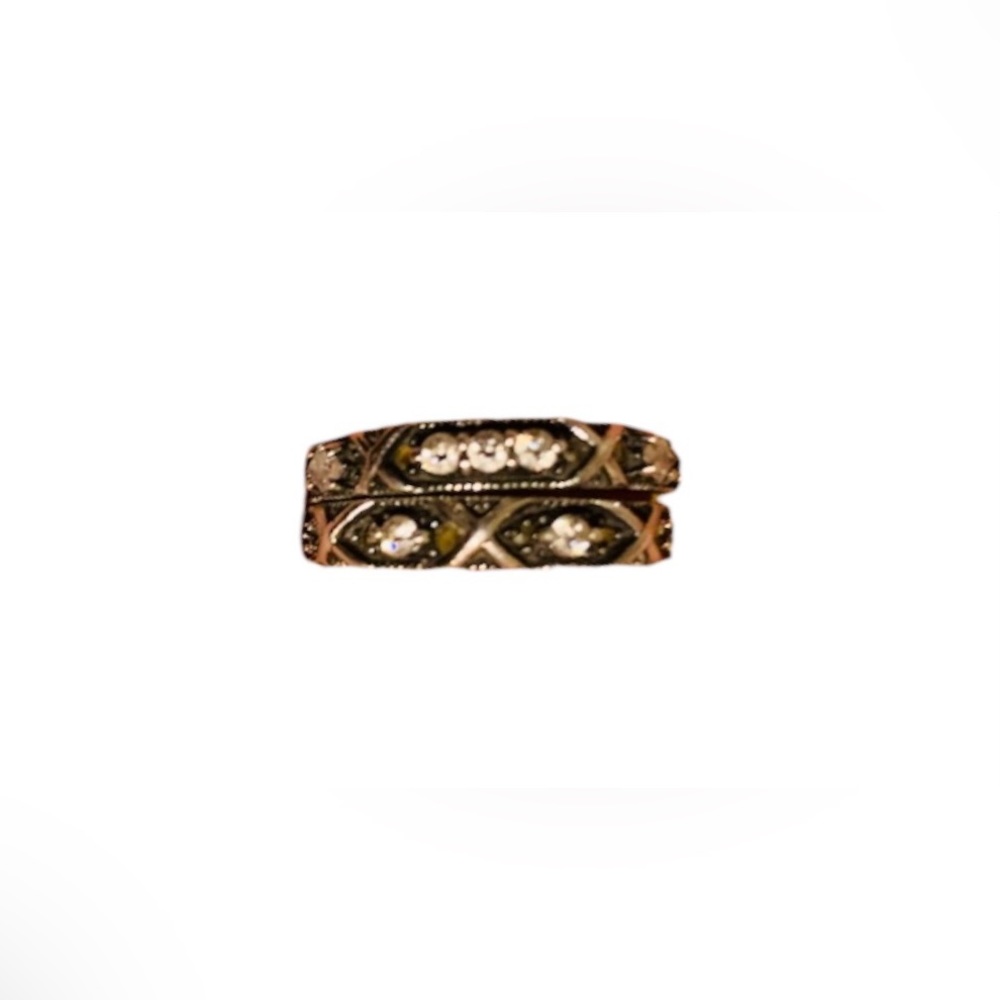 Judith Ripka Elegant Silver and Black Ring with CZ stones.